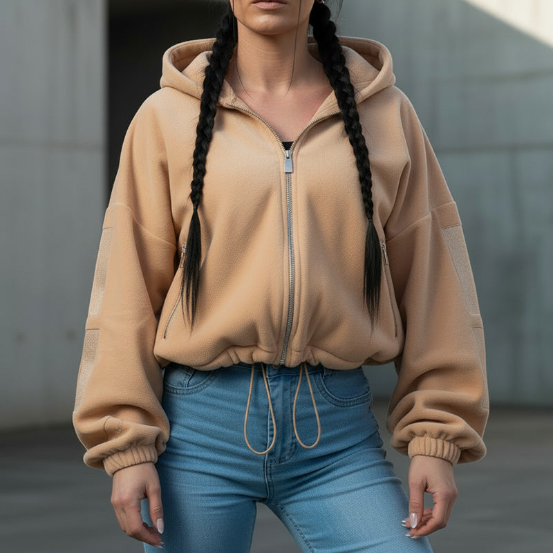 FOXED® STUDIOSTATE FLEECE CROPPED JACKET BEIGE