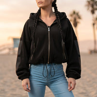 FOXED® STUDIOSTATE FLEECE CROPPED JACKET BLACK