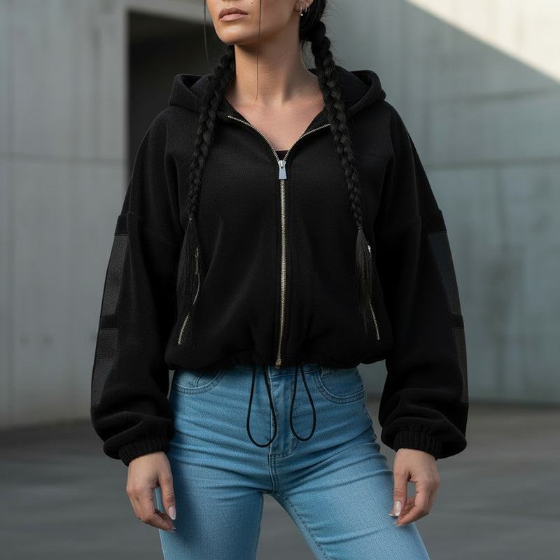 FOXED® STUDIOSTATE FLEECE CROPPED JACKET SCHWARZ