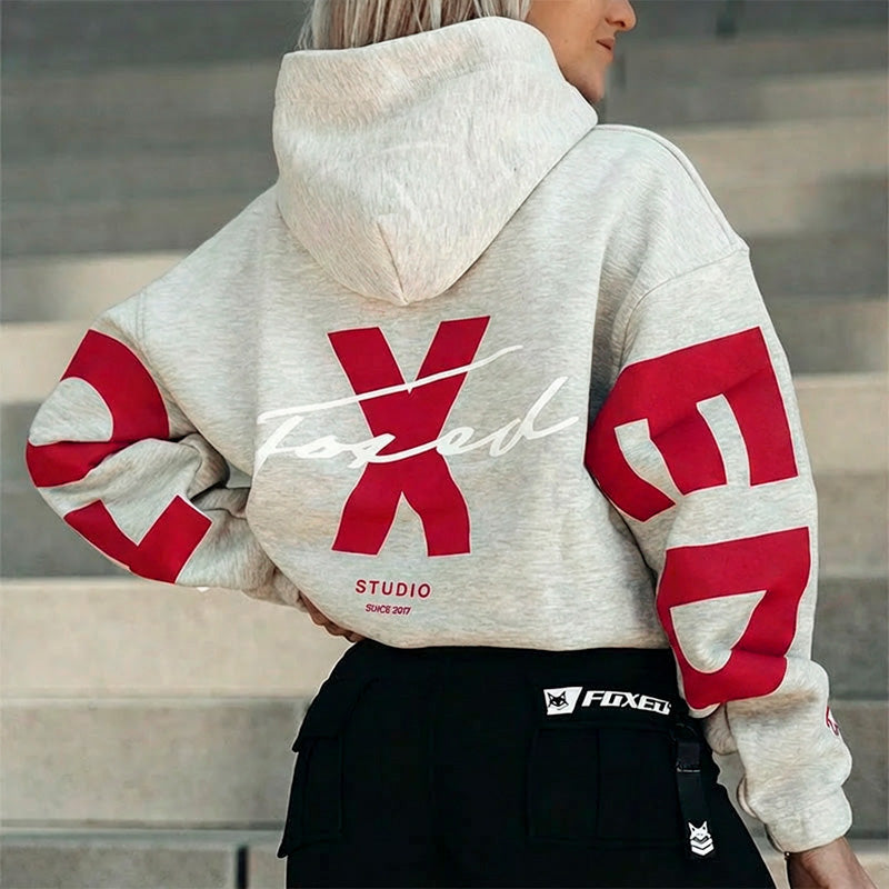 FOXED® STUDIOSTATE HOODIE GREY MELANGE/RED