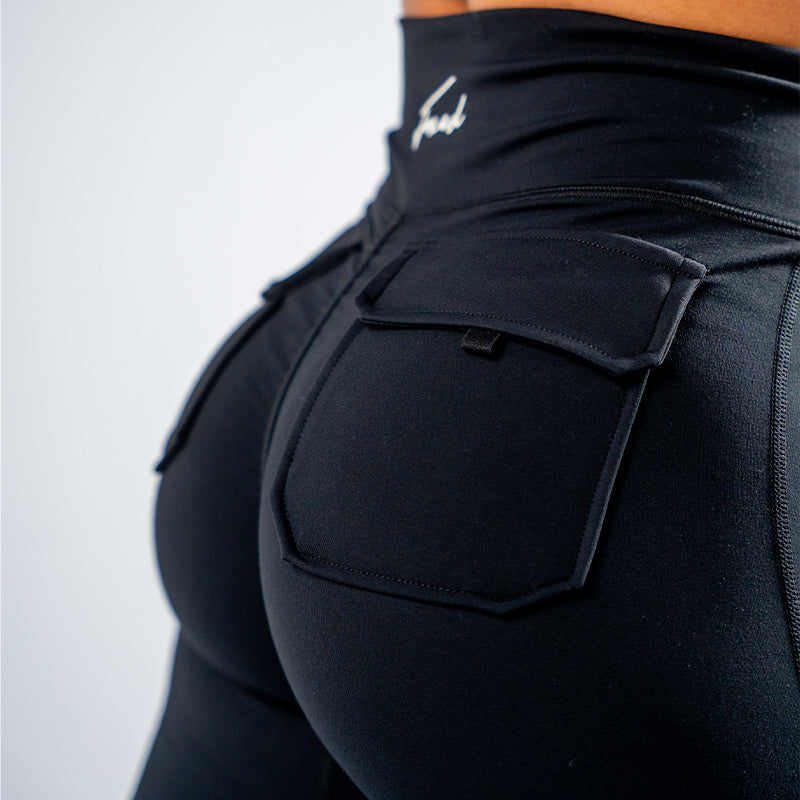 FOXED® CARGO ABBY 2-POCKET LEGGINGS BLACK