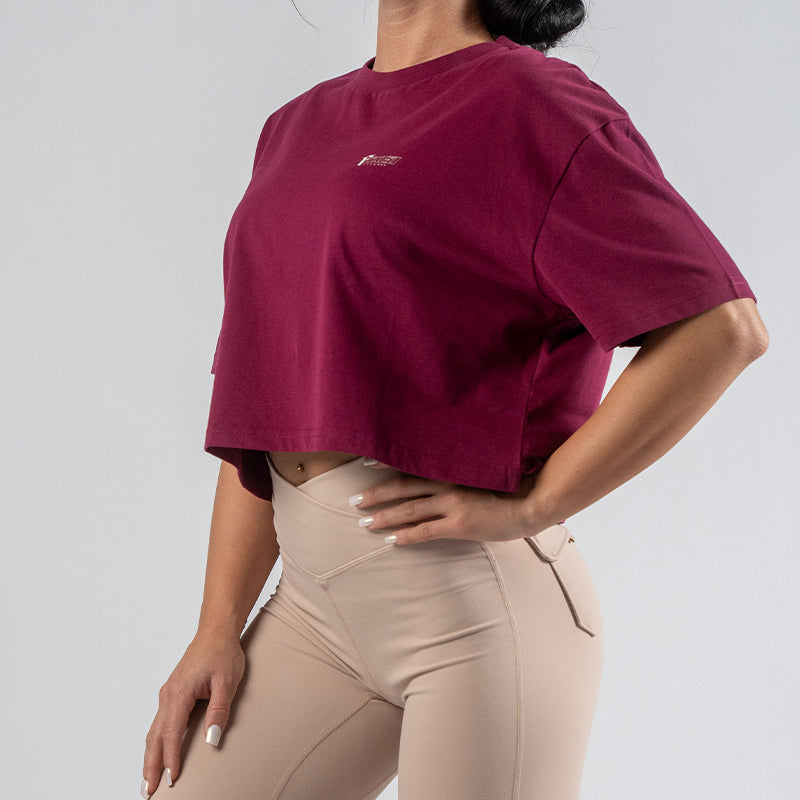 FOXED® FOCUS WOMEN CROPPED T-SHIRT BURGUNDY