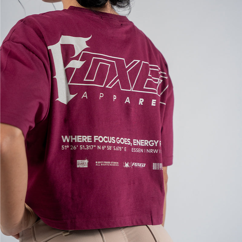 FOXED® FOCUS WOMEN CROPPED T-SHIRT BURGUNDY