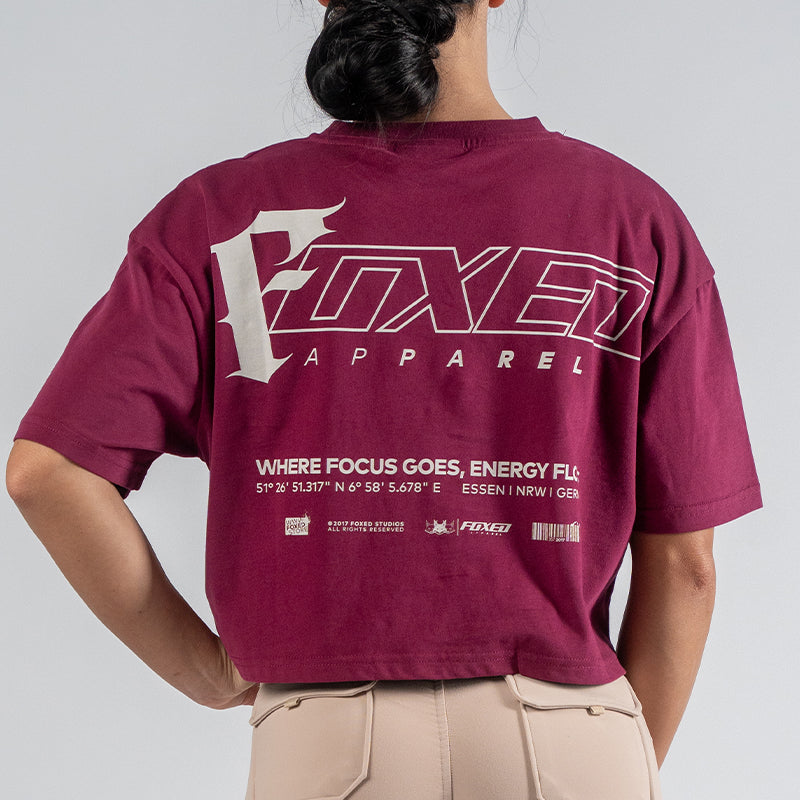 FOXED® FOCUS WOMEN CROPPED T-SHIRT BURGUNDY