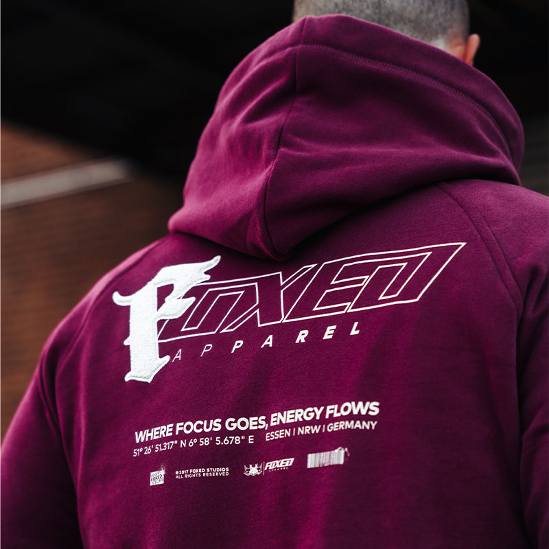 FOXED® "FOCUS" UNISEX HOODIE BURGUNDY