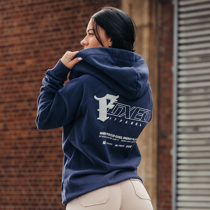 FOXED® "FOCUS" UNISEX HOODIE ZIPPER NAVY