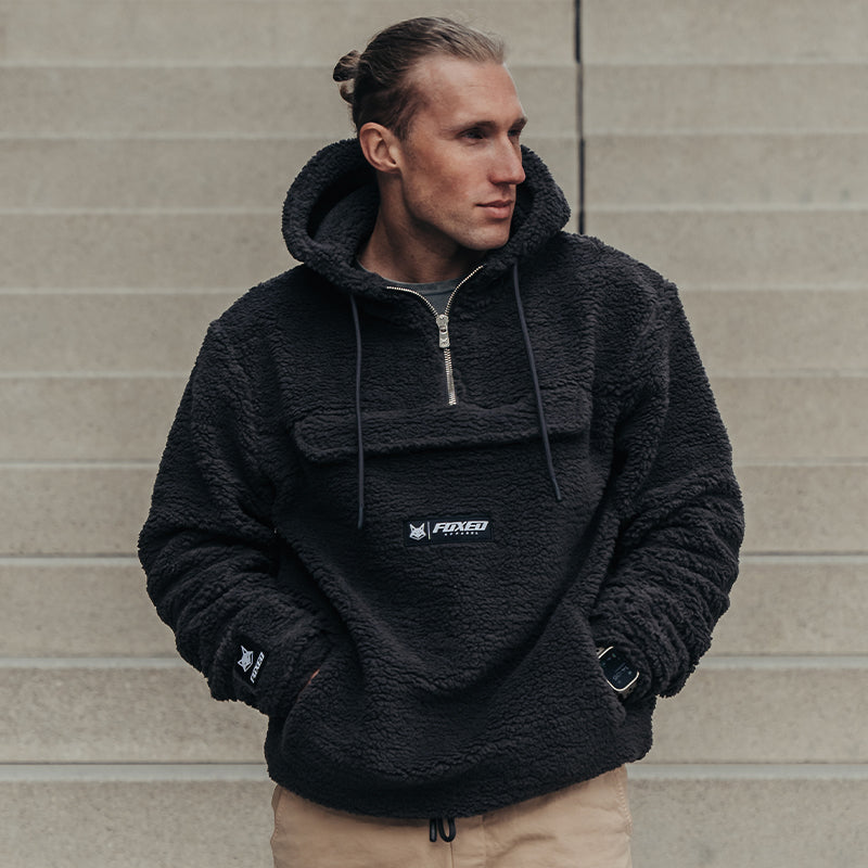 FOXED® HOODED TEDDY SHERPA JACKET GREY (EXTRA HEAVY)