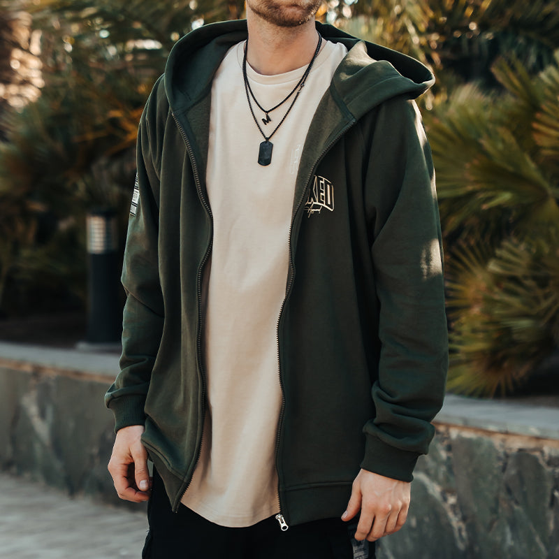 FOXED® INFINITY UNISEX ZIP HOODIE FOREST GREEN