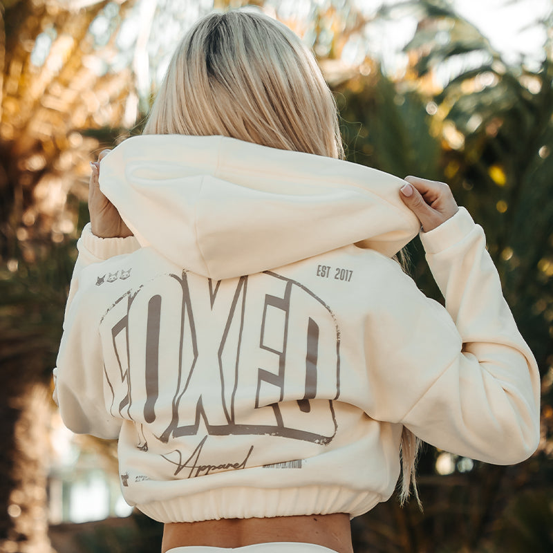 FOXED® INFINITY CROPPED WOMEN HOODIE ZIPPER COCONUT MILK