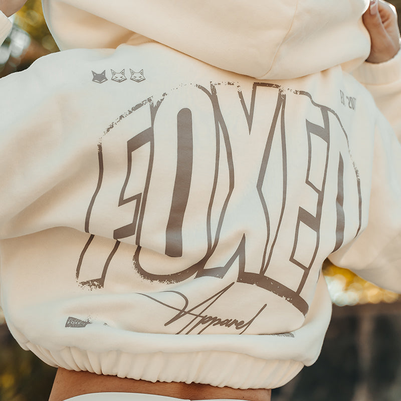 FOXED® INFINITY CROPPED WOMEN HOODIE ZIPPER COCONUT MILK
