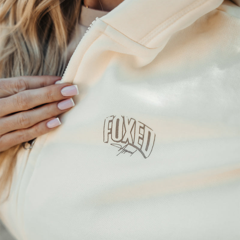FOXED® INFINITY CROPPED WOMEN HOODIE ZIPPER COCONUT MILK