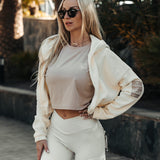 FOXED® INFINITY CROPPED WOMEN HOODIE ZIPPER COCONUT MILK