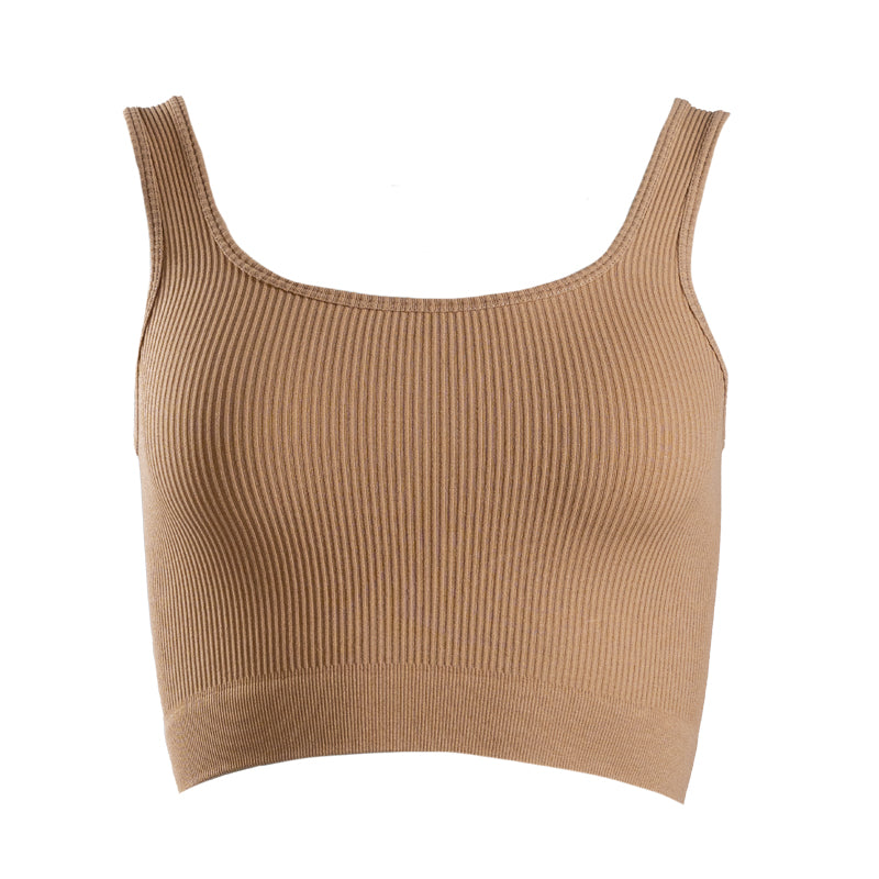 FOXED® OPHELIA RIBBED SEAMLESS TANK TOP BROWNY