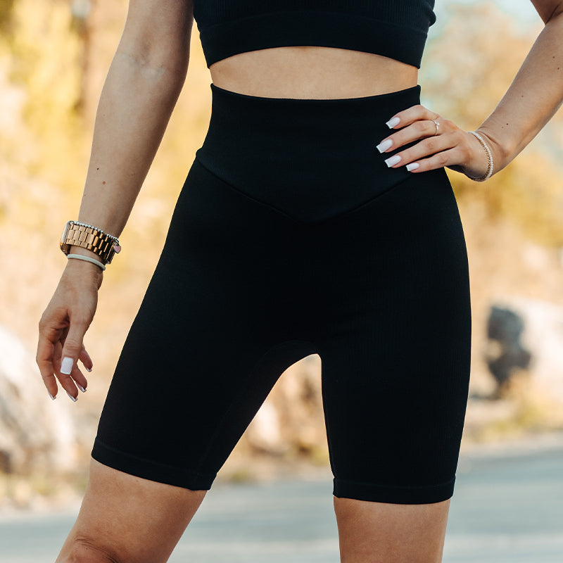 FOXED® OPHELIA RIBBED SEAMLESS SHORTS BLACK