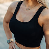FOXED® OPHELIA RIBBED SEAMLESS TANK TOP BLACK