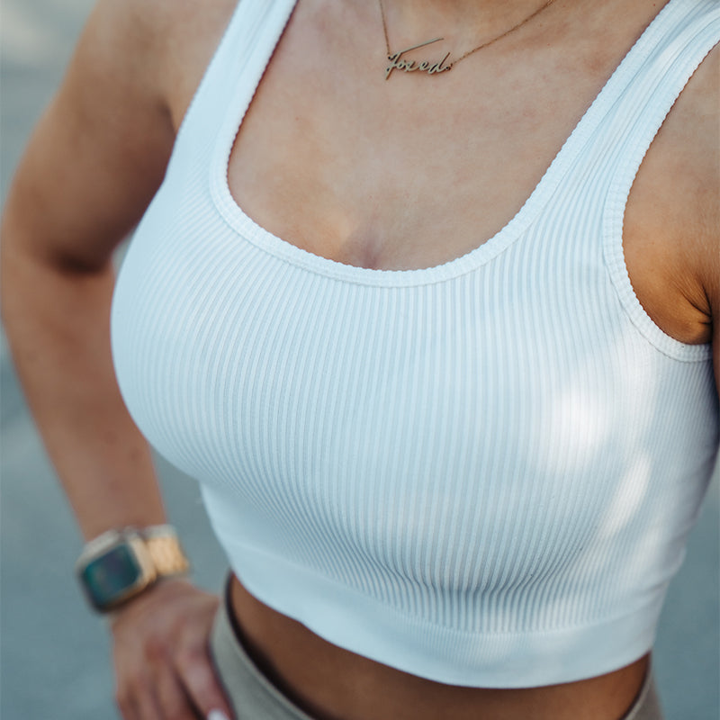 FOXED® OPHELIA RIBBED SEAMLESS TANK TOP WHITE