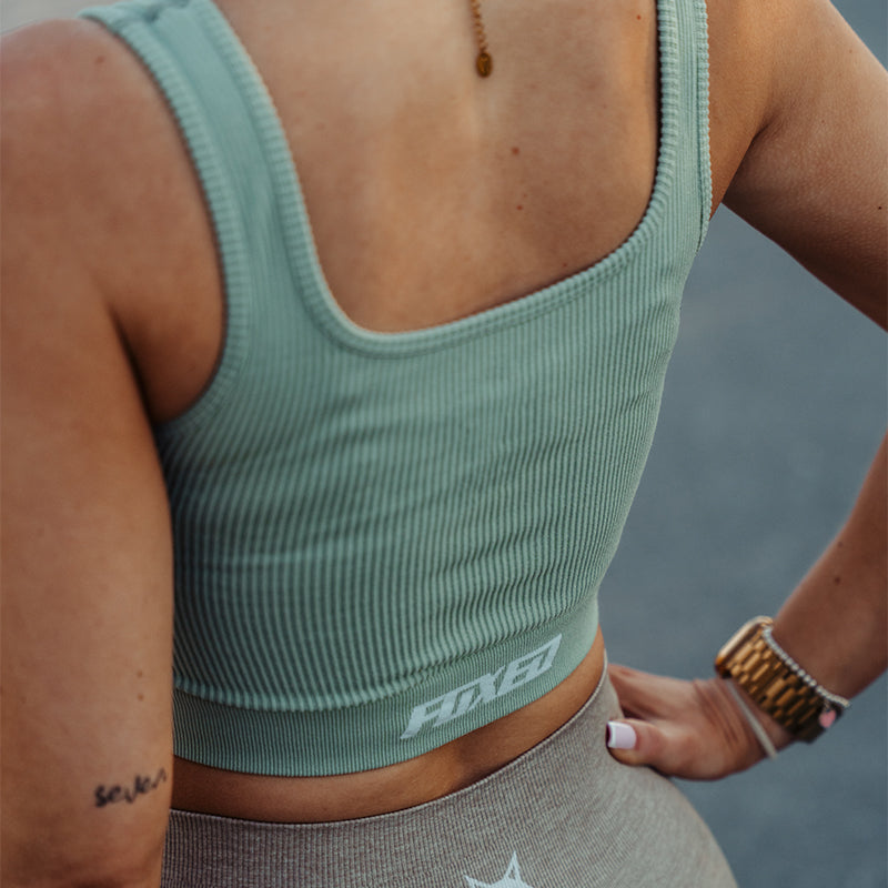 FOXED® OPHELIA RIBBED SEAMLESS TANK TOP SAGE GREEN