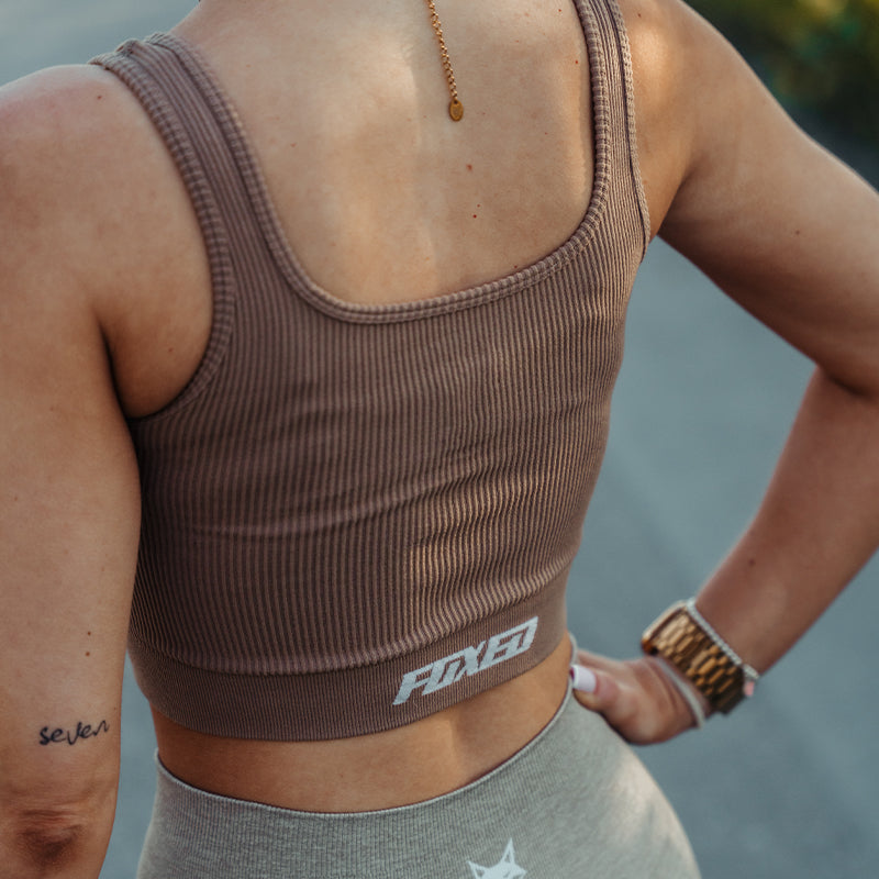 FOXED® OPHELIA RIBBED SEAMLESS TANK TOP BROWNY