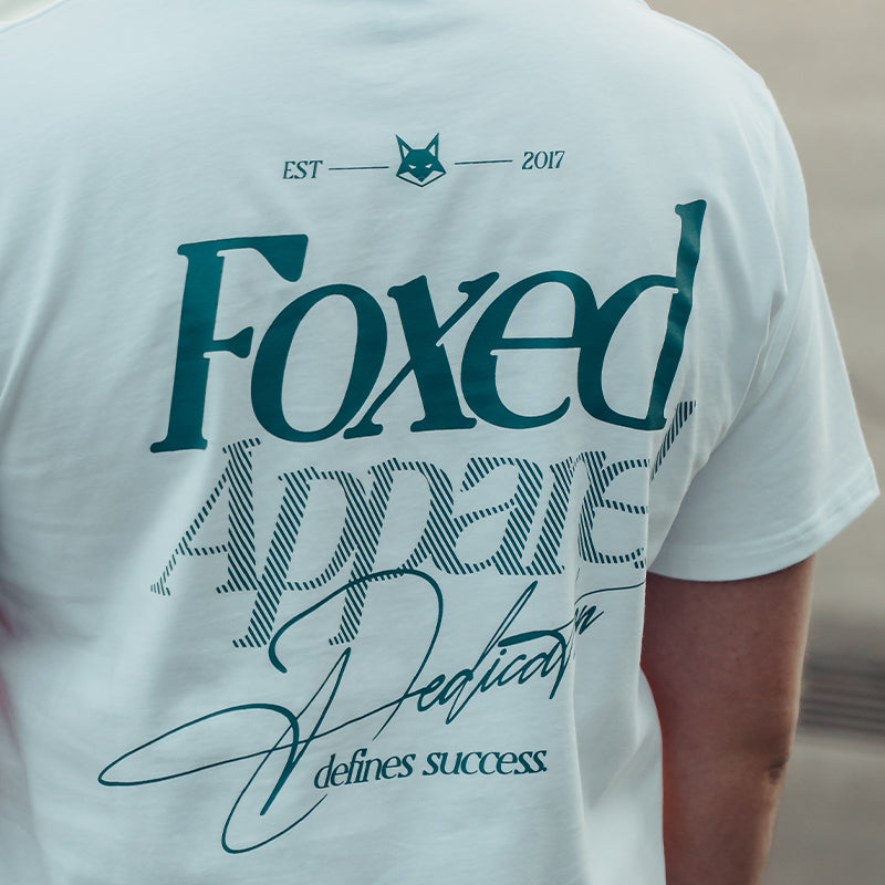 FOXED® DEDICATION REGULAR T-SHIRT UNISEX WHITE/PETROL