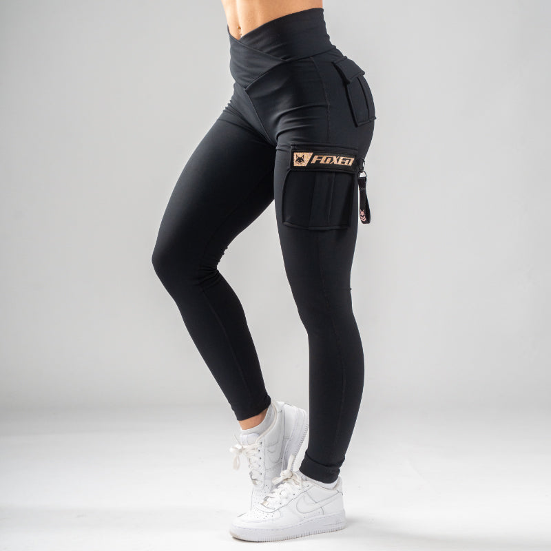FOXED® CARGO 3-POCKET LEGGINGS ROSEGOLD GLITTER