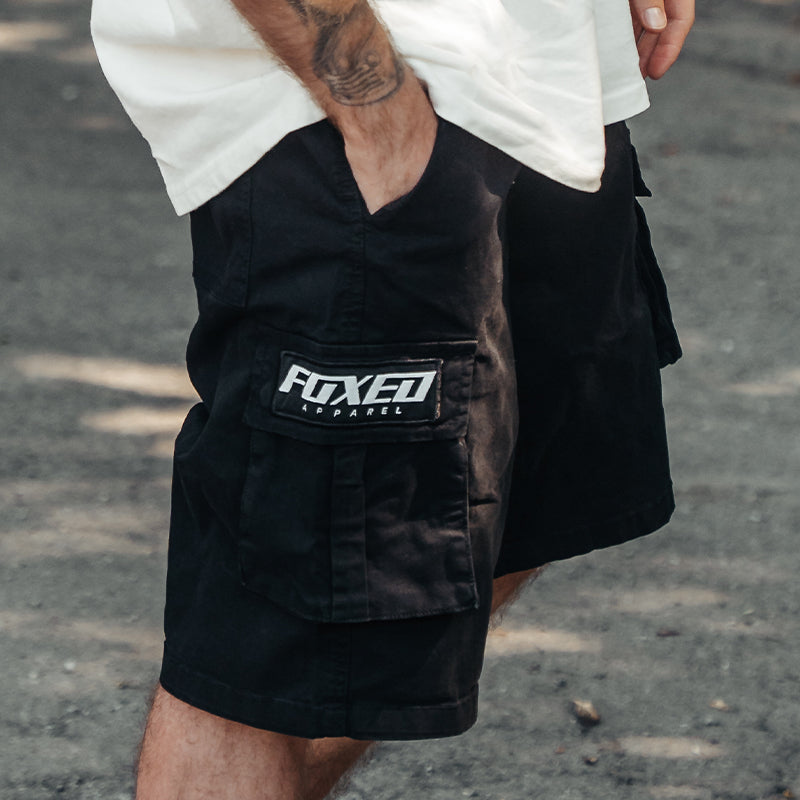 FOXED® CARGO SHORTS MEN BLACK (NEW FIT)