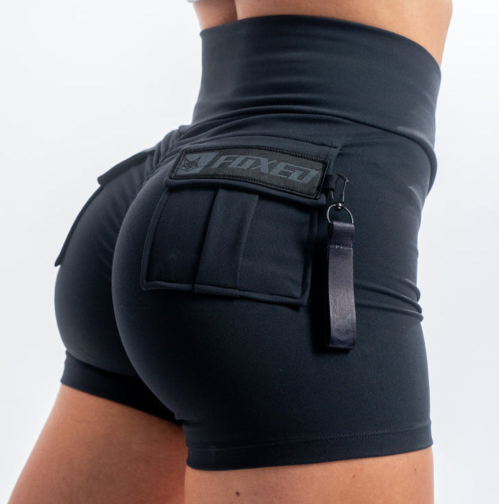 FOXED® CARGO SHORTS 2-POCKET ALL BLACK