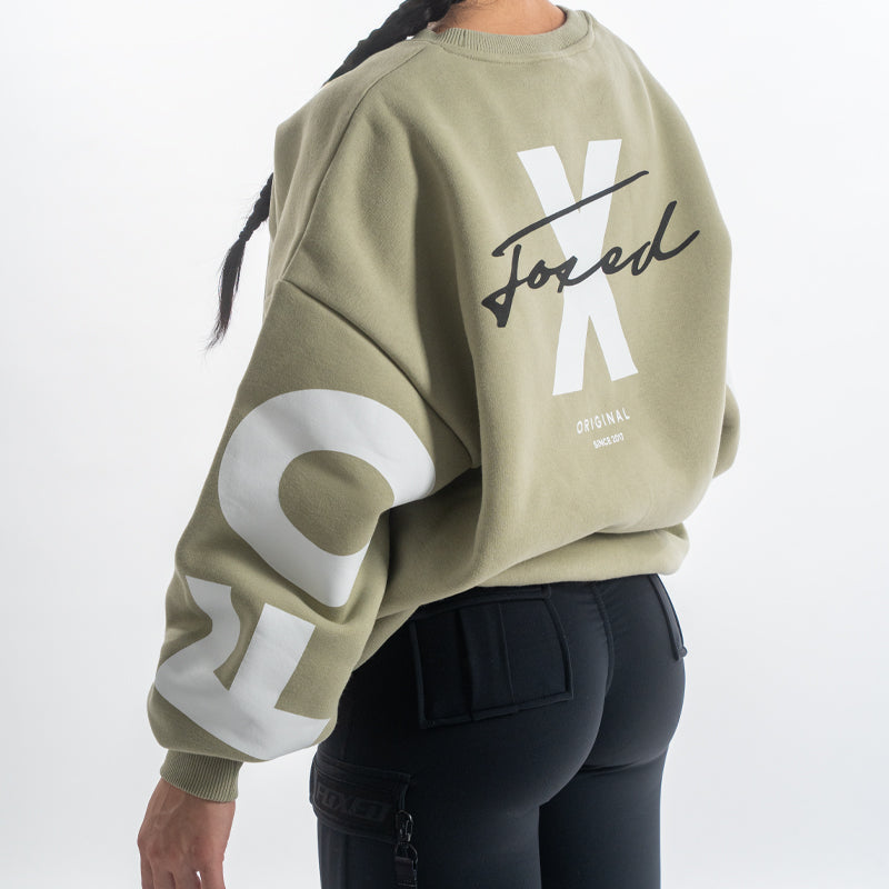 FOXED® STATEMENT OVERSIZE SWEATER MATCHA LATTE