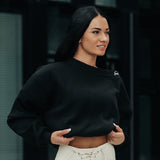 FOXED® SLOUCHY WIDE NECK WOMEN SWEATER BLACK