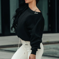 FOXED® SLOUCHY WIDE NECK WOMEN SWEATER BLACK