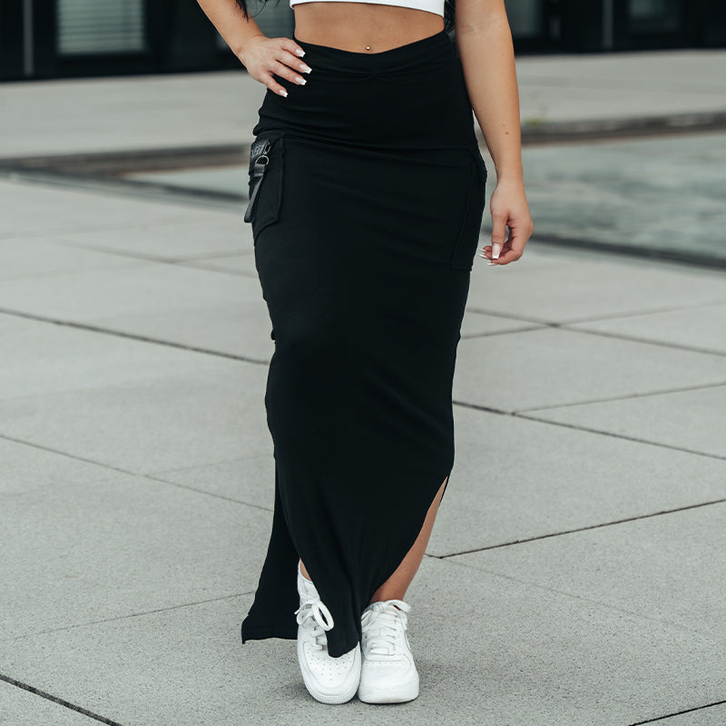 FOXED® CARGO MAXI SKIRT ALL BLACK