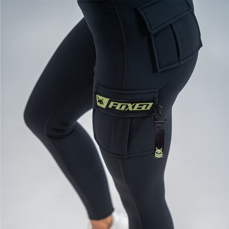FOXED® CARGO 3-POCKET LEGGINGS GREEN GLITTER