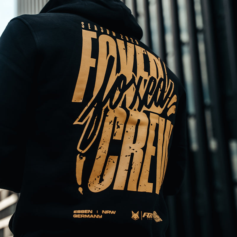 FOXED® CREW UNISEX HOODIE BLACK/YELLOW