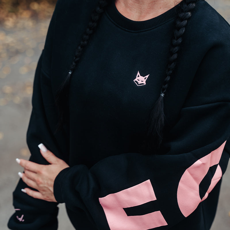 FOXED® STATEMENT OVERSIZE SWEATER BLACK ROSE