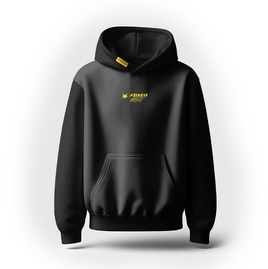 FOXED® CREW UNISEX HOODIE BLACK/YELLOW