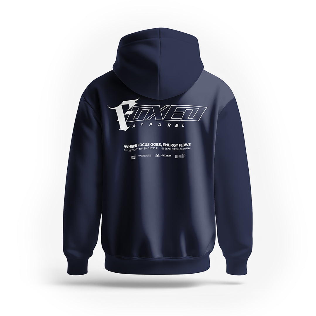 FOXED® "FOCUS" UNISEX HOODIE ZIPPER NAVY
