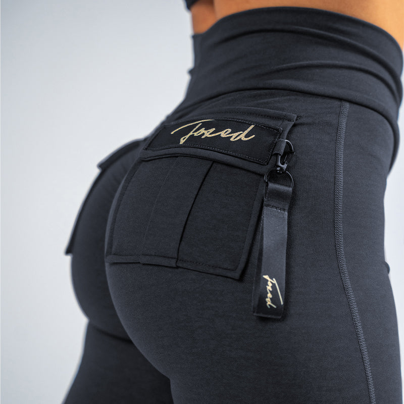 FOXED® CARGO 3-POCKET SIGNATURE LEGGINGS DENIM BLACK (BLUE TINT)