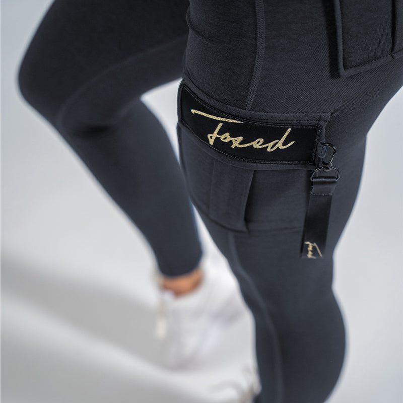 FOXED® CARGO 3-POCKET SIGNATURE LEGGINGS DENIM BLACK (BLUE TINT)