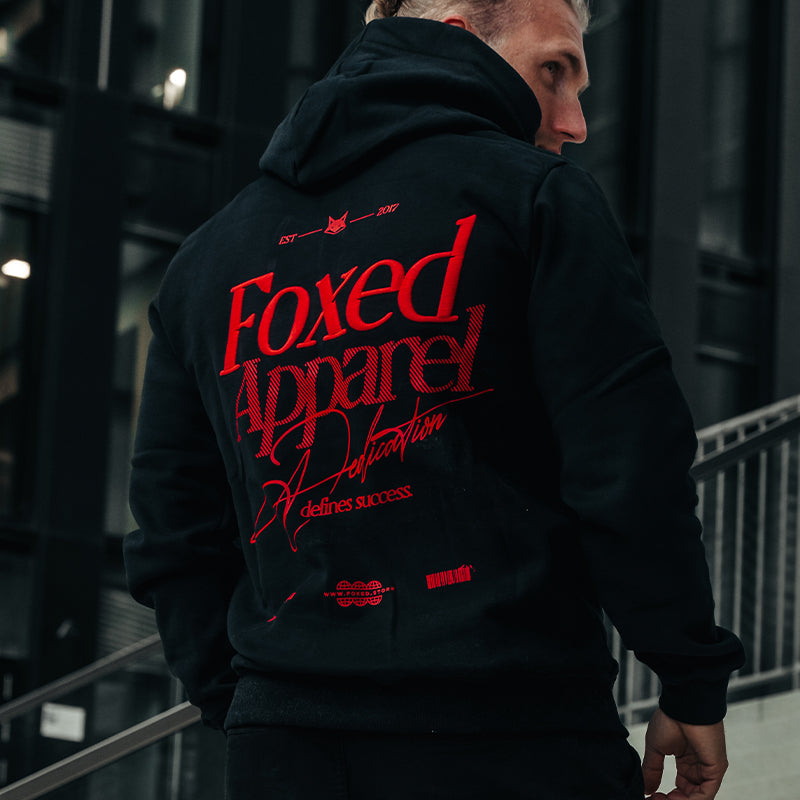 FOXED® DEDICATION PREMIUM UNISEX HOODIE BLACK/RED