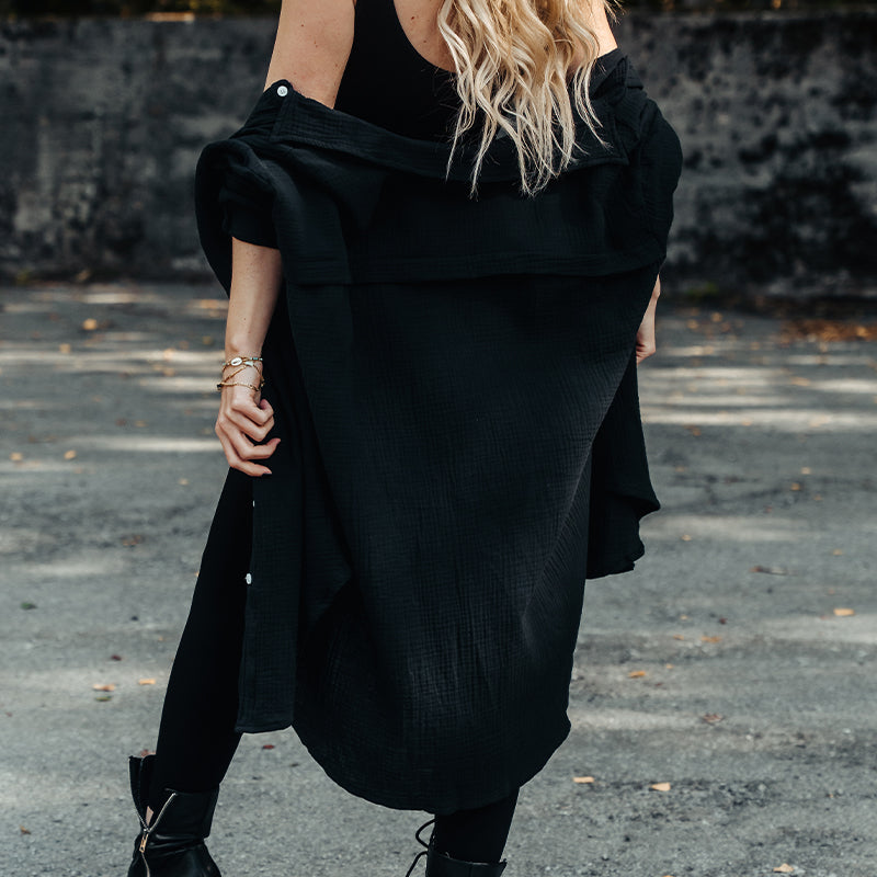 FOXED® MUSSELIN BLUSE BLACK ONESIZE