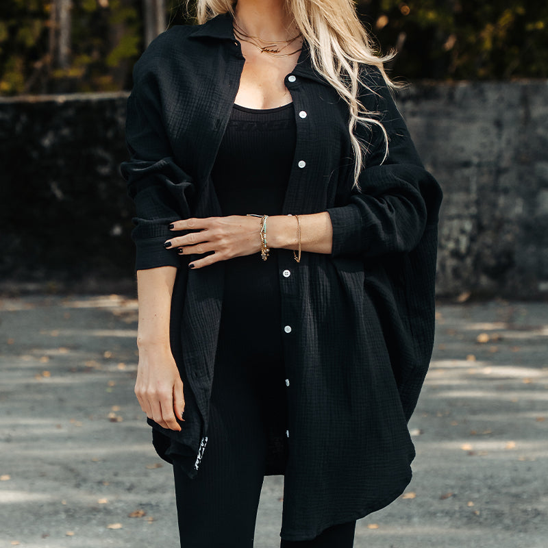 FOXED® MUSSELIN BLUSE BLACK ONESIZE