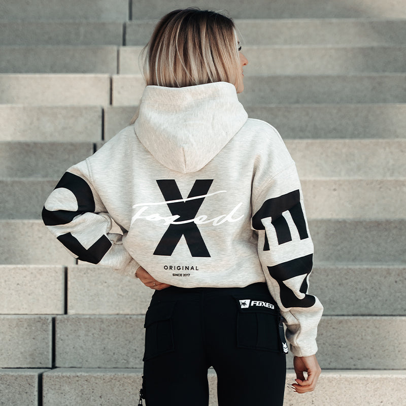FOXED® STATEMENT HOODIE GREY MELANGE/BLACK