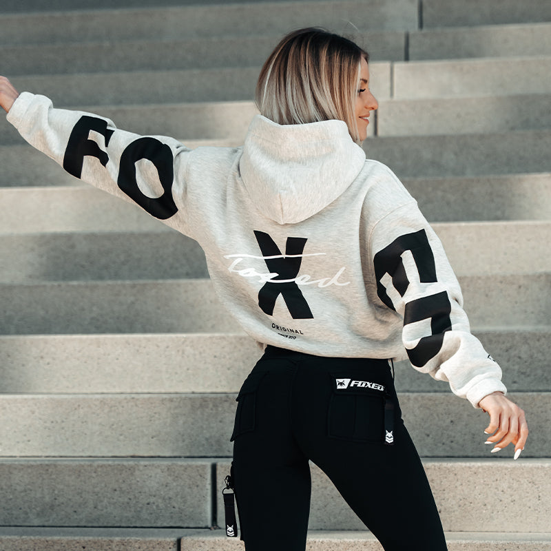 FOXED® STATEMENT HOODIE GREY MELANGE/BLACK