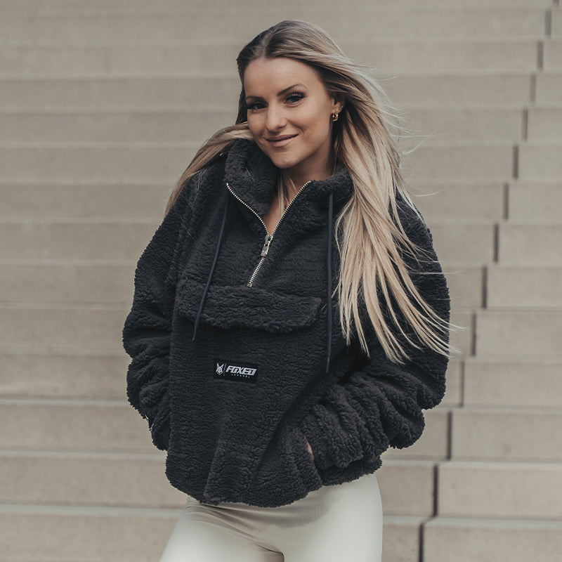 FOXED® HOODED TEDDY SHERPA JACKET GREY (EXTRA HEAVY) WMN