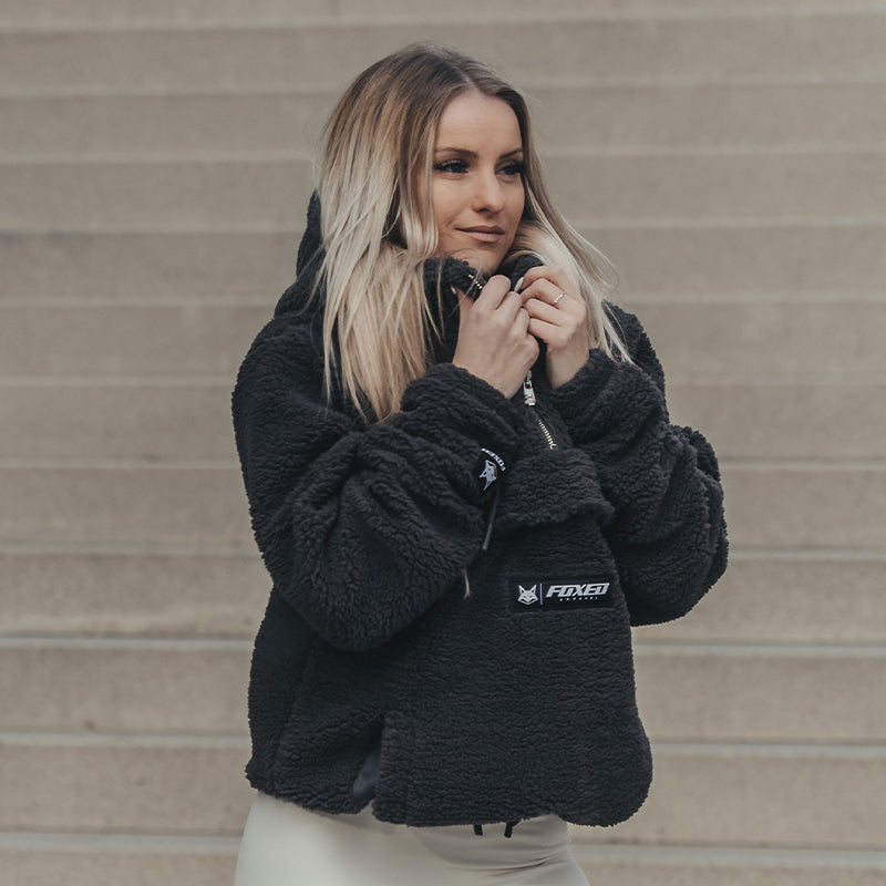 FOXED® HOODED TEDDY SHERPA JACKET GREY (EXTRA HEAVY) WMN