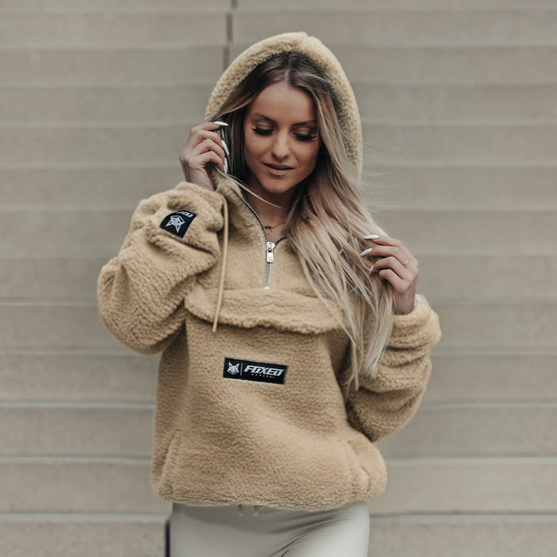 FOXED® HOODED TEDDY SHERPA JACKET CREME (EXTRA HEAVY) WMN