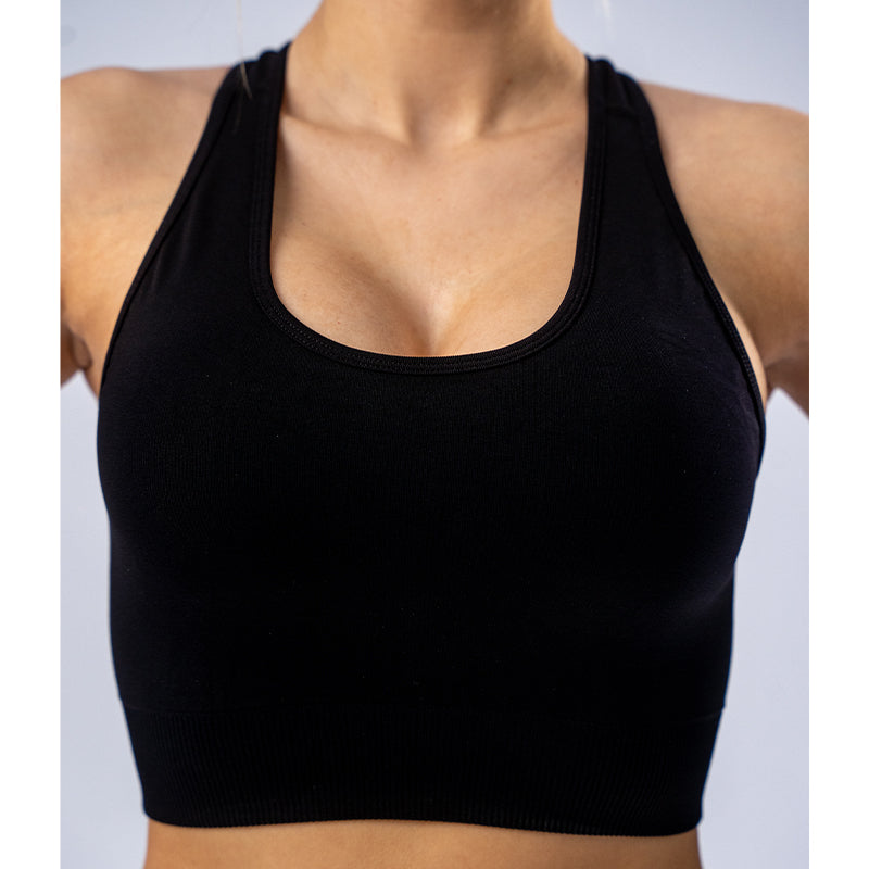 FOXED® CROSS BACK SEAMLESS SPORTS BRA BLACK