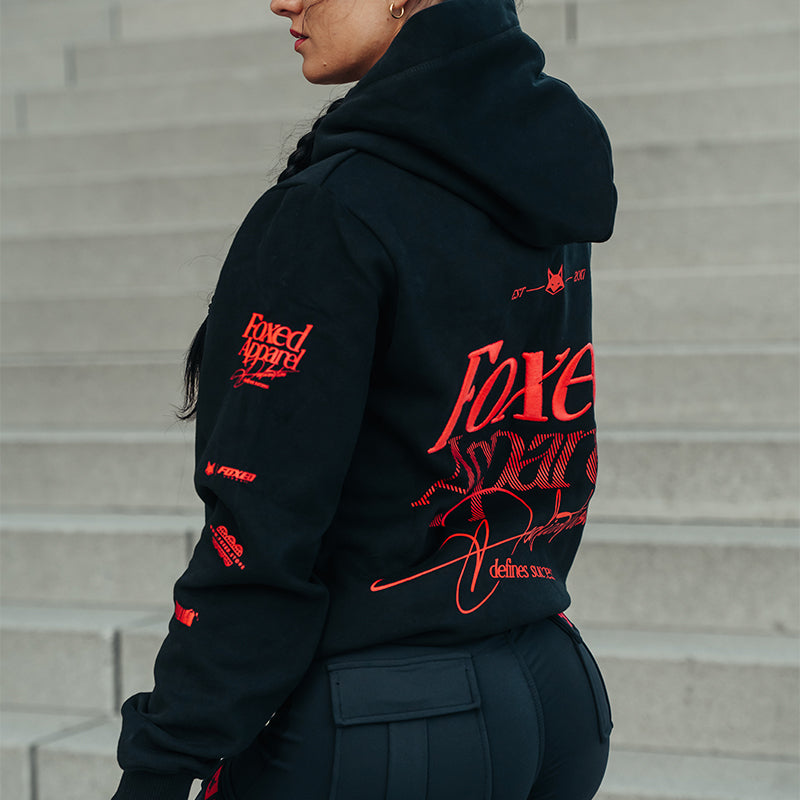 FOXED® DEDICATION PREMIUM HOODIE BLACK/RED WMN