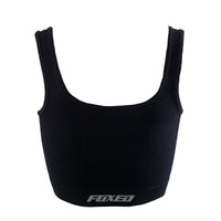 FOXED® OPHELIA RIBBED SEAMLESS TANK TOP BLACK