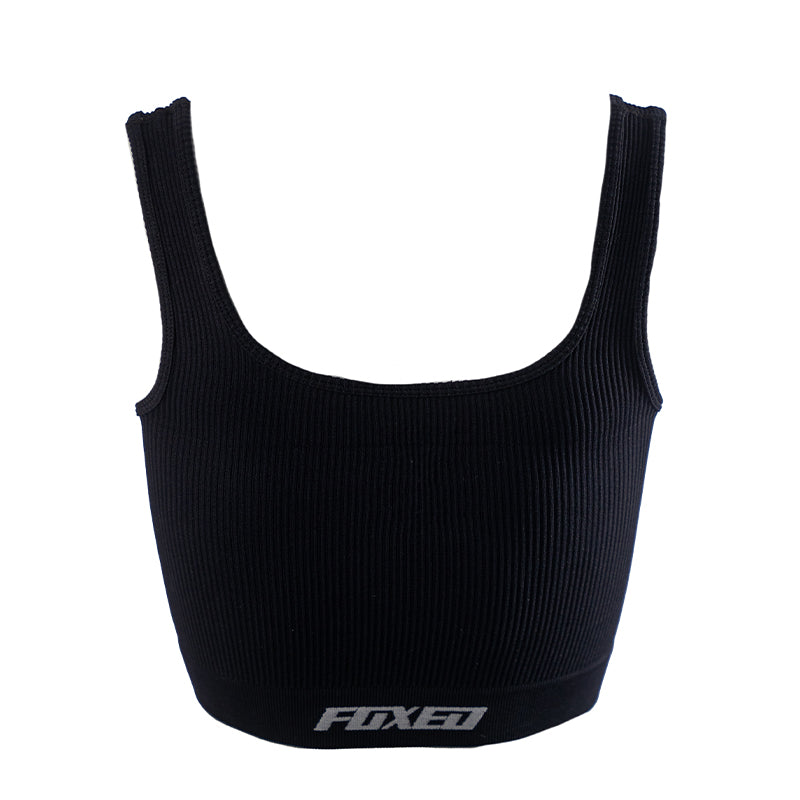 FOXED® OPHELIA RIBBED SEAMLESS TANK TOP BLACK