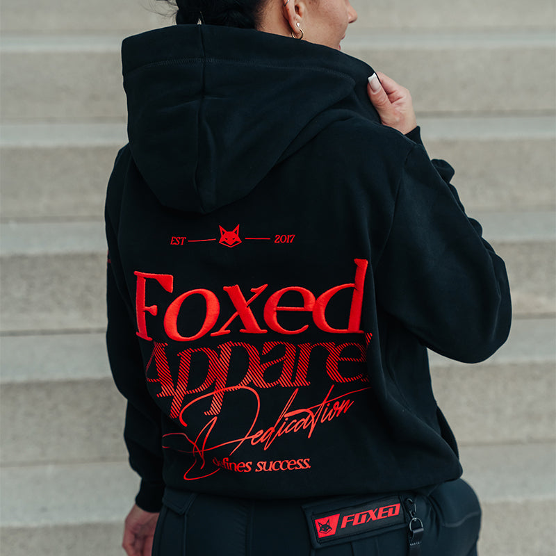 FOXED® DEDICATION PREMIUM HOODIE BLACK/RED WMN